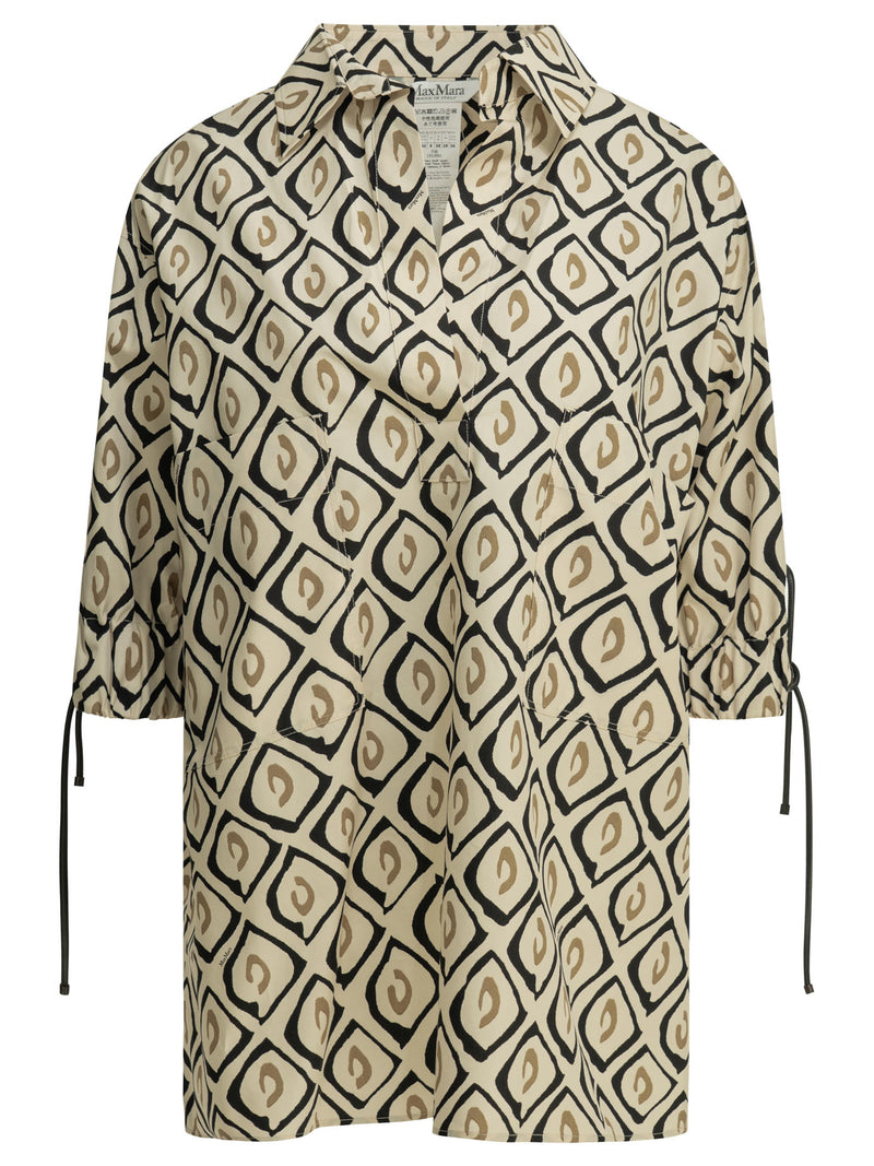 Max Mara Max Mara Casual Printed Cotton Shirt Beige - World Class Fashion