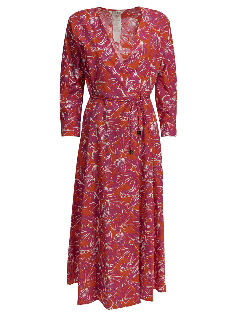 Max Mara Max Mara Floral A-line Midi Dress Fuchsia - World Class Fashion