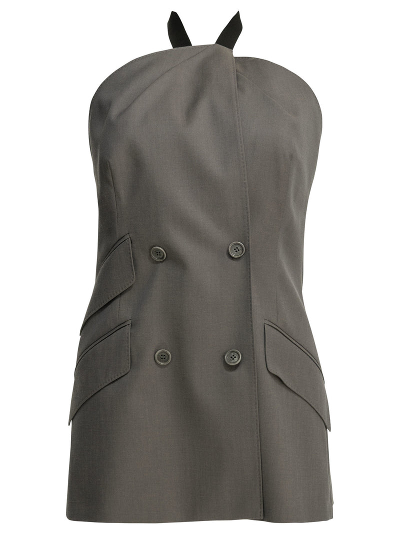 Max Mara Max Mara Wool Sleeveless Jacket Gray - World Class Fashion