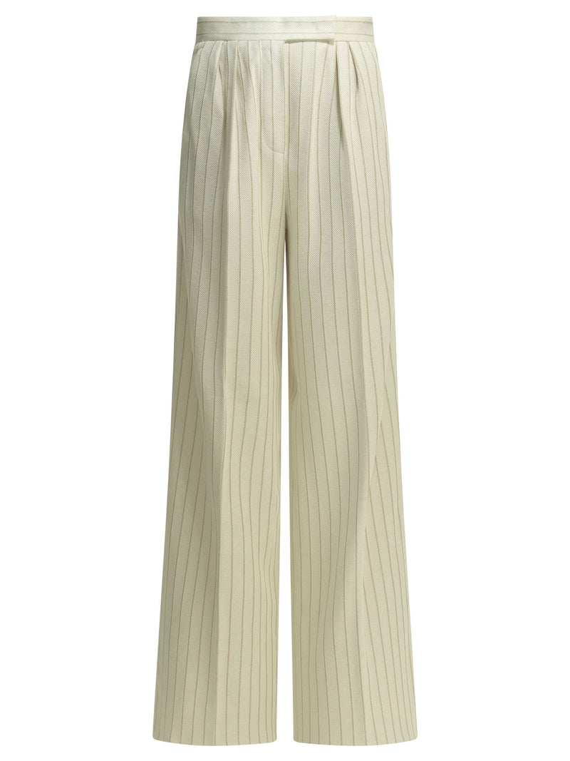 Max Mara Max Mara Tailored Pinstripe Pants White - World Class Fashion