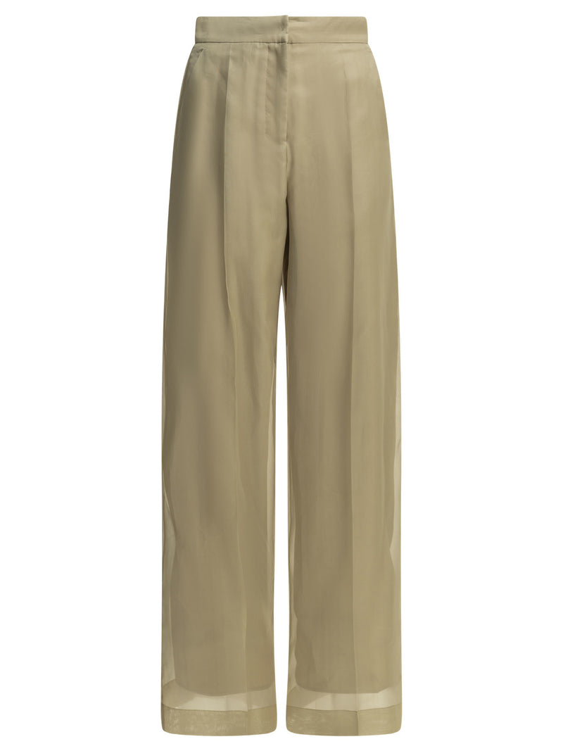 Max Mara Pianoforte Pantalones Sastre de Seda Max Mara Pianoforte Beige - World Class Fashion