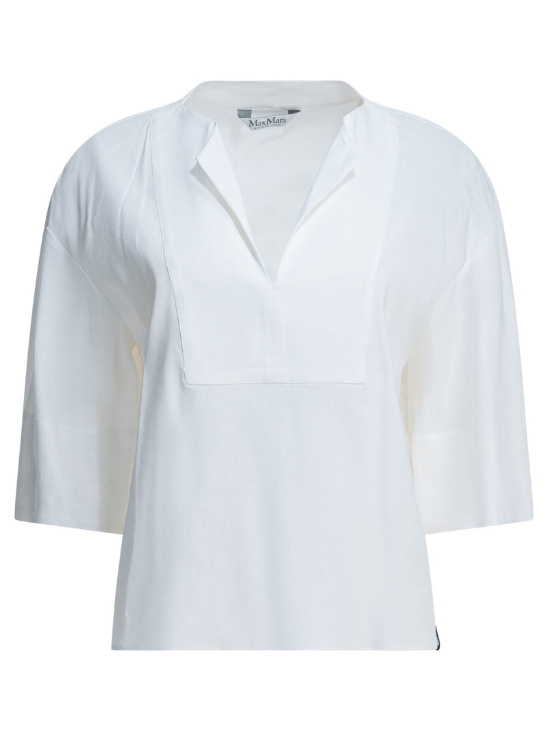 Max Mara Pure Max Mara Pure Linen Blend Blouse White - World Class Fashion