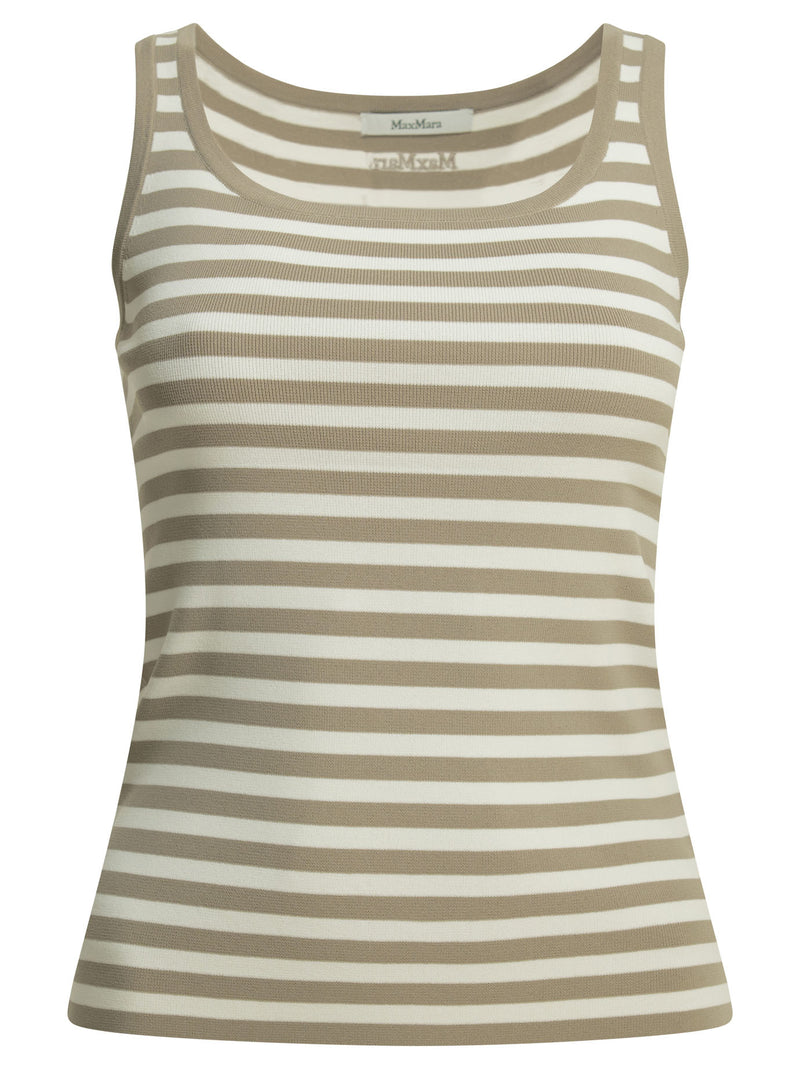 Max Mara Pure Max Mara Pure Striped Fitted Tank Top Beige - World Class Fashion
