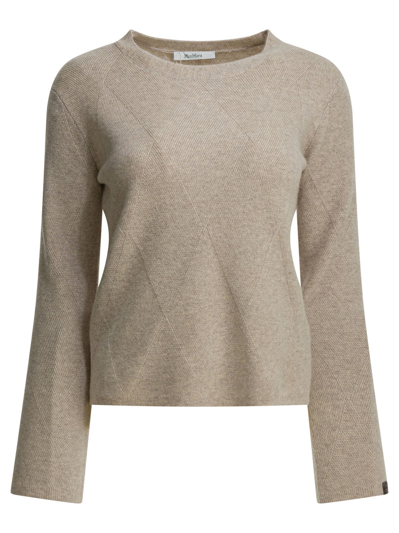 Max Mara Pure Jersey Max Mara de cuello redondo de puro cachemir en beige - World Class Fashion