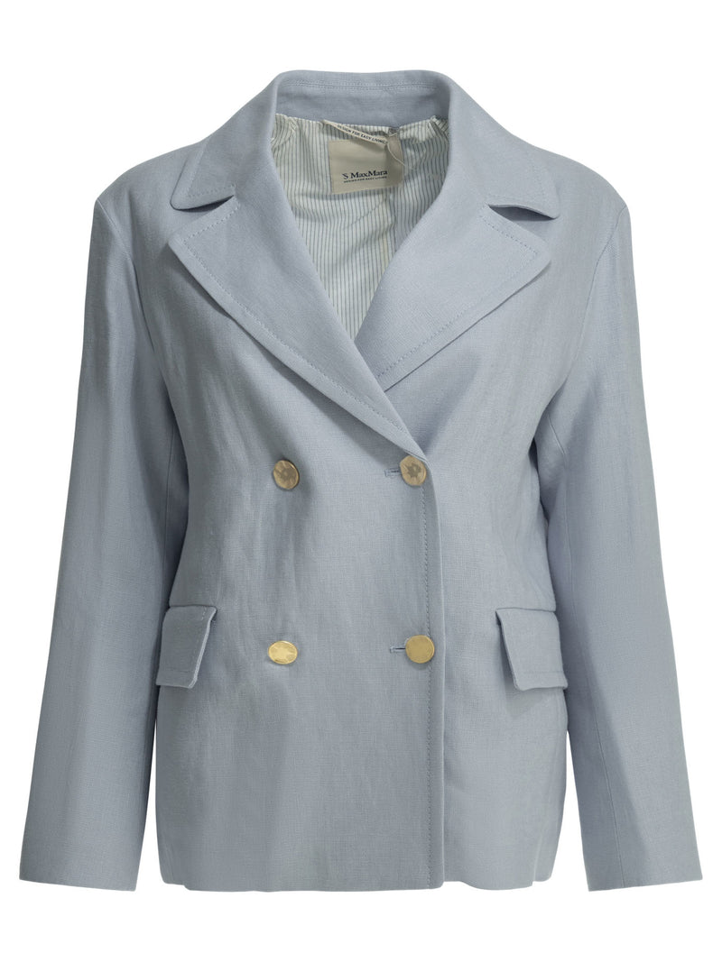 Max Mara S Americana cruzada de lino Max Mara S azul claro - World Class Fashion