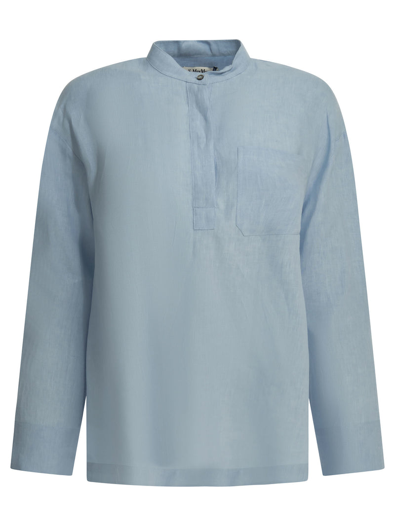 Max Mara S Max Mara S Linen Shirt Light Blue - World Class Fashion
