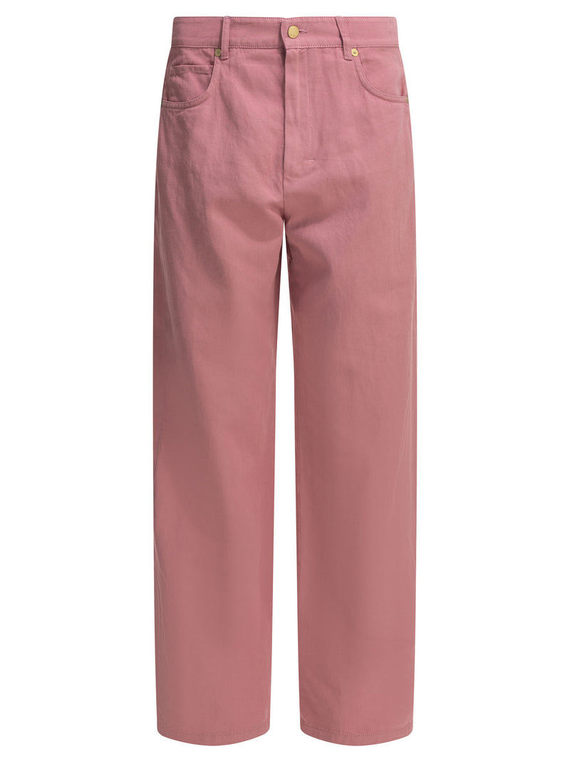 Max Mara S Pantalones Max Mara S de algodón y lino rosas para mujer - World Class Fashion