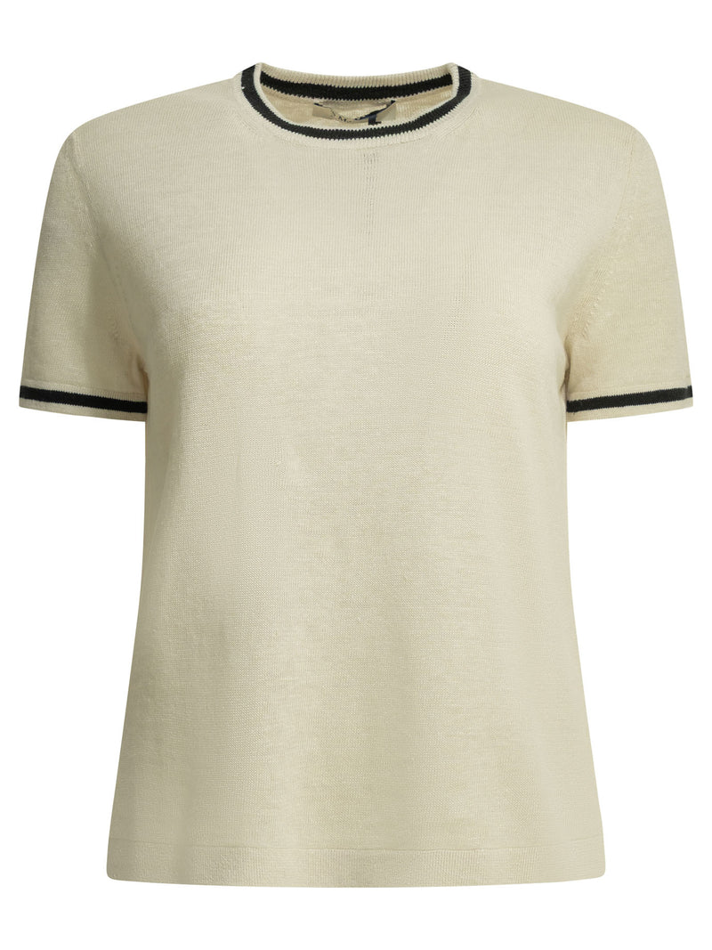Max Mara S Jersey de lino con cuello redondo Max Mara S Beige - World Class Fashion