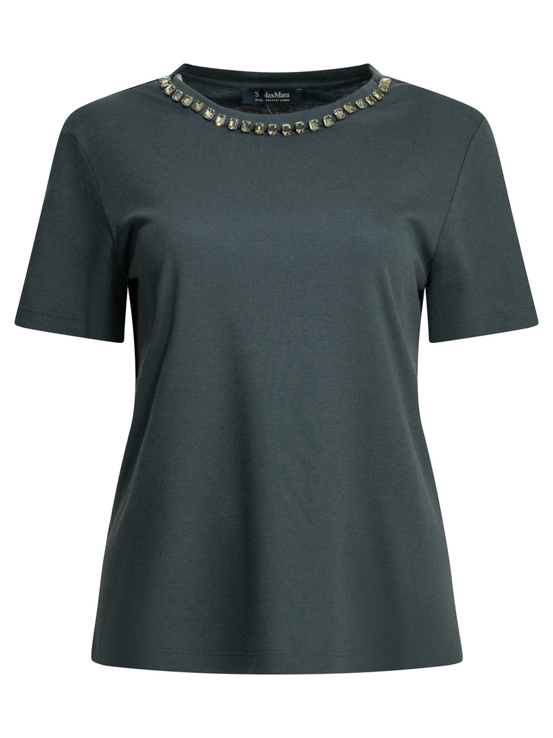 Max Mara S Max Mara S Jewel Embroidered Crew-neck T-shirt Blue - World Class Fashion