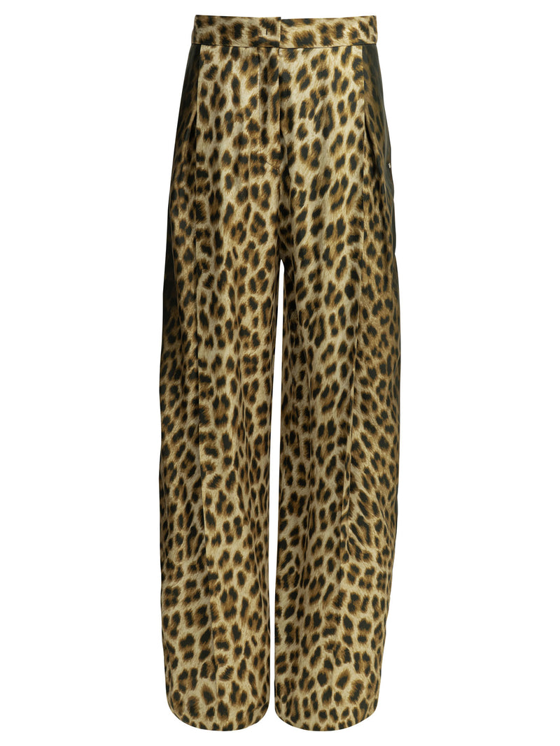 Max Mara Sportmax Pantalones de seda con estampado animal Max Mara Sportmax marrones - World Class Fashion