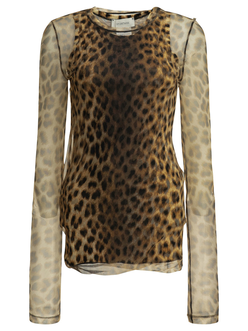 Max Mara Sportmax Max Mara Sportmax Fitted Animalier Top Brown - World Class Fashion