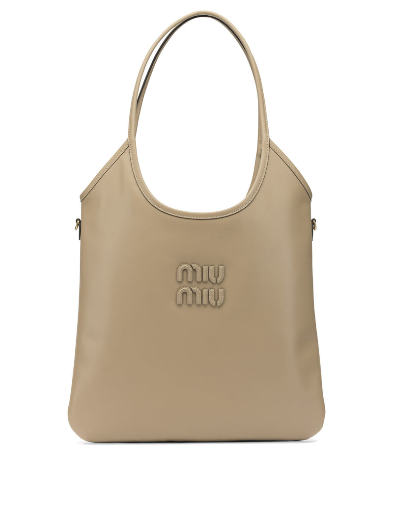 Miu Miu Bolso de Hombro Miu Miu Beige de Piel de Becerro - World Class Fashion