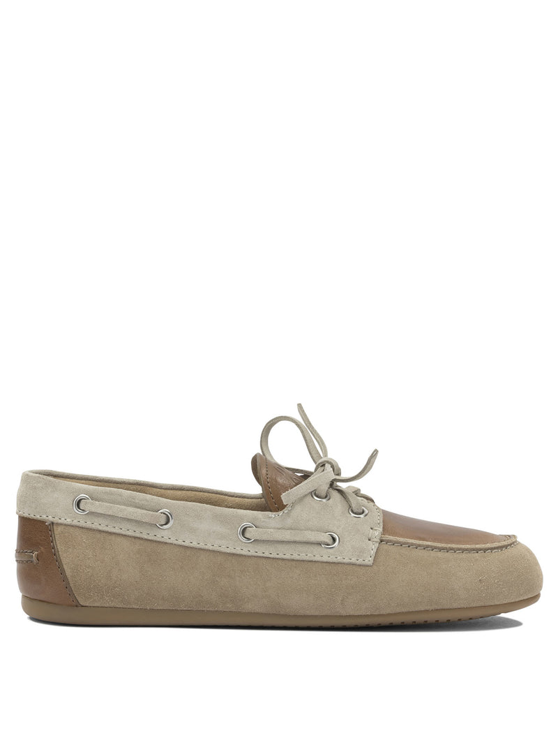 Miu Miu Miu Miu Suede Lace-Up Loafers Beige Women - World Class Fashion
