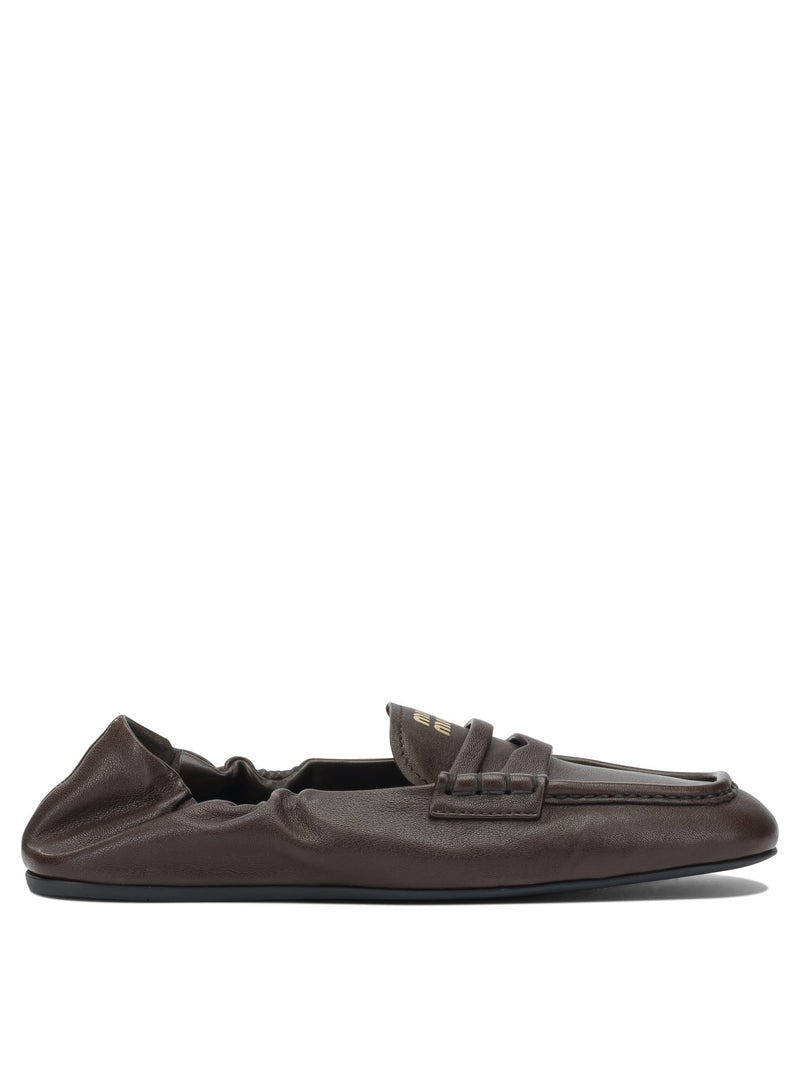 Miu Miu Miu Miu Ruches Loafers Brown Women - World Class Fashion