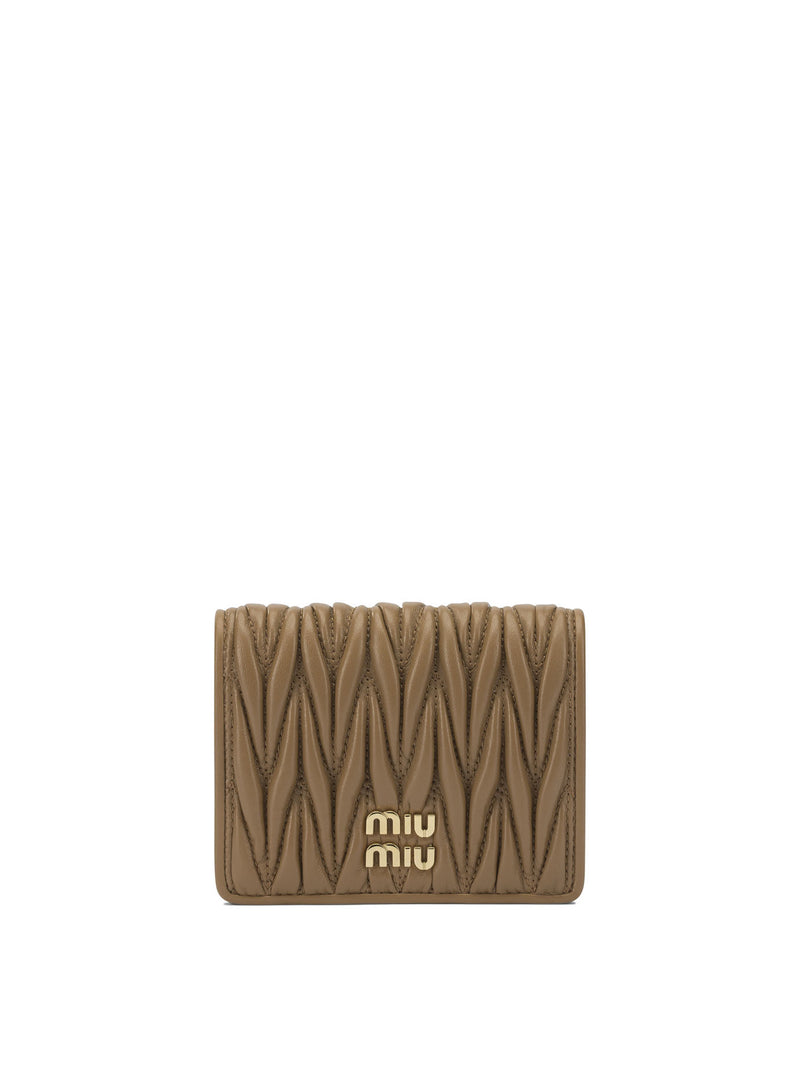 Miu Miu Miu Miu Nappa Leather Quilted Wallet Beige - World Class Fashion