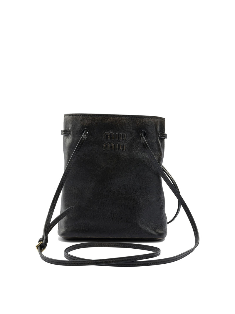 Miu Miu Miu Miu Nappa Leather Mini Shoulder Bag Brown - World Class Fashion