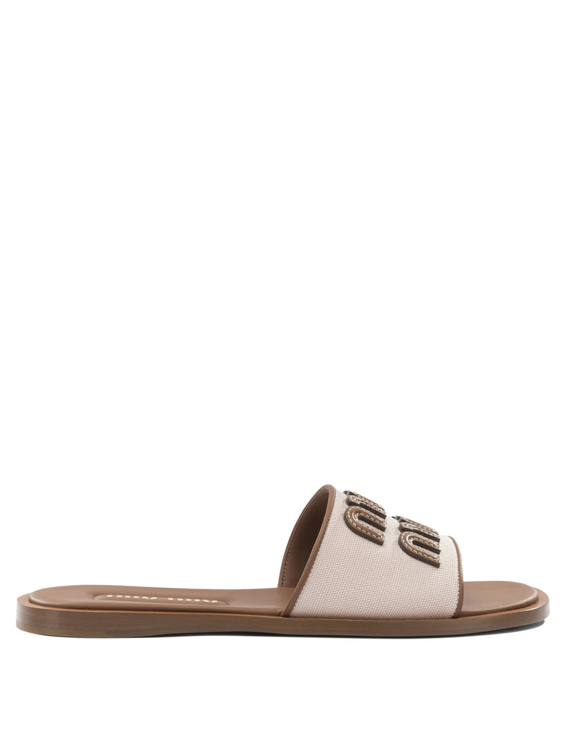 Miu Miu Miu Miu Women's Pink Cotton Sandals - World Class Fashion
