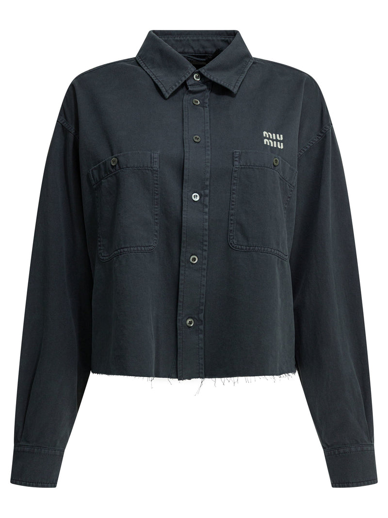 Miu Miu Miu Miu Light Denim Shirt Grey Women - World Class Fashion
