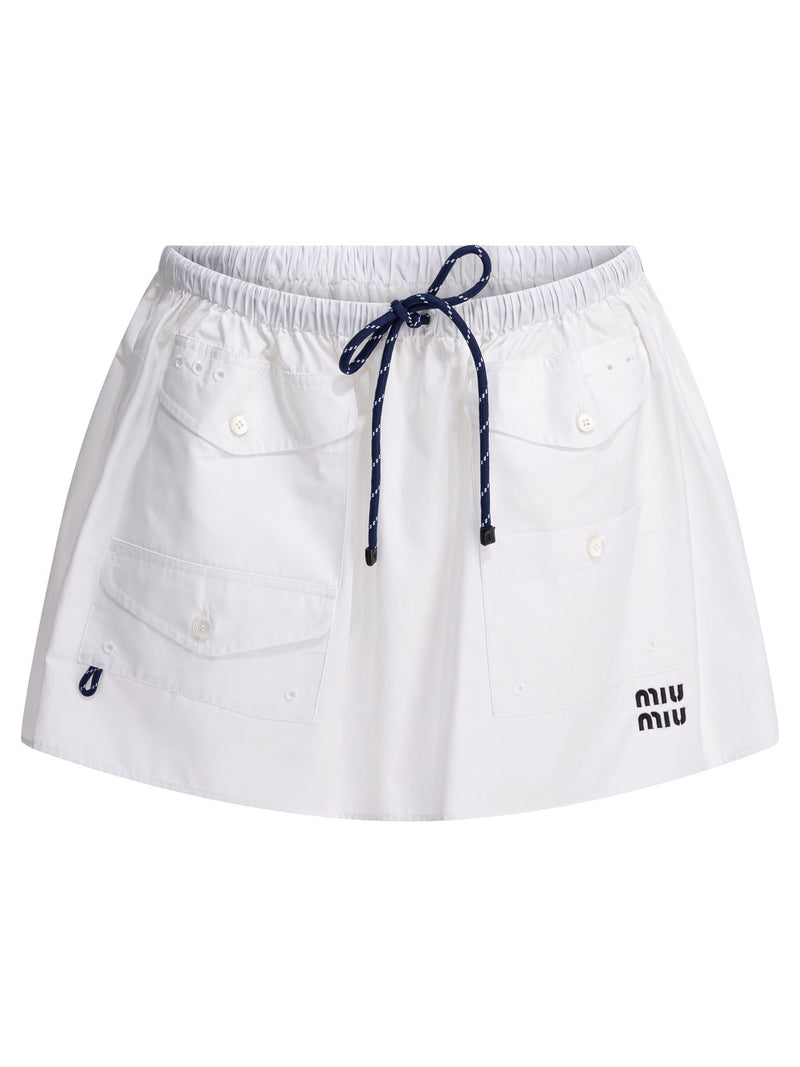 Miu Miu Miu Miu Minifalda de popelín blanca para mujer - World Class Fashion