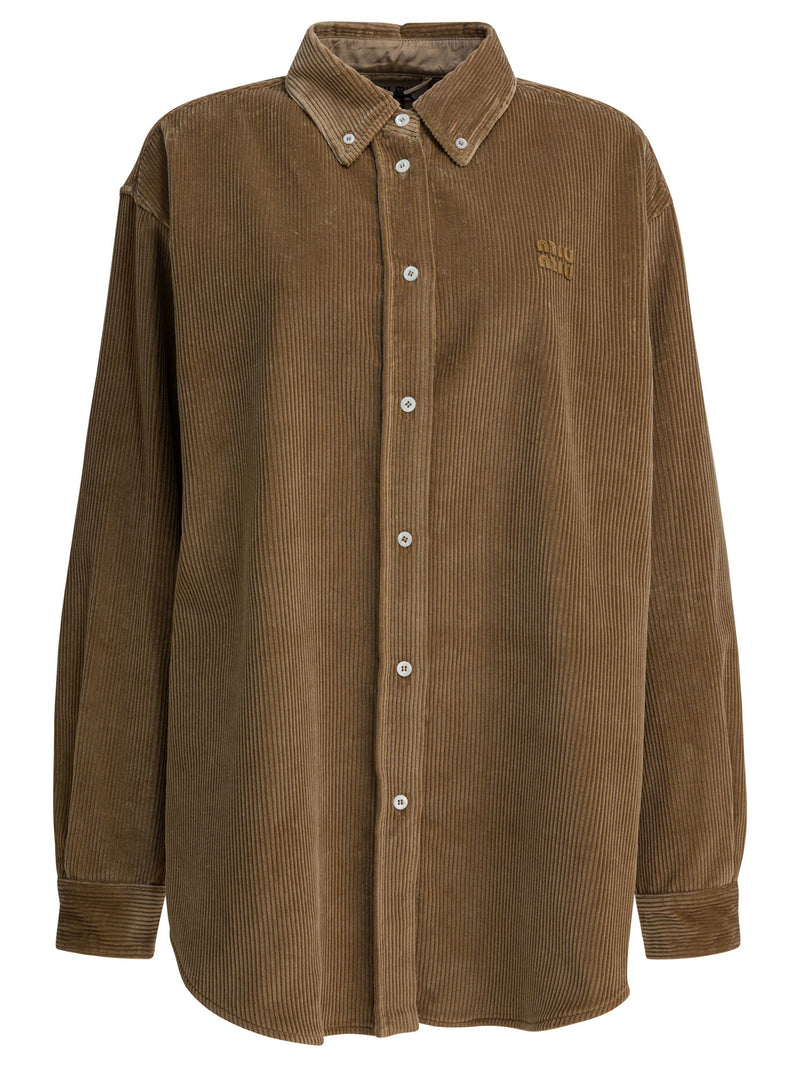 Miu Miu Miu Miu Cotton Shirt Beige Women - World Class Fashion