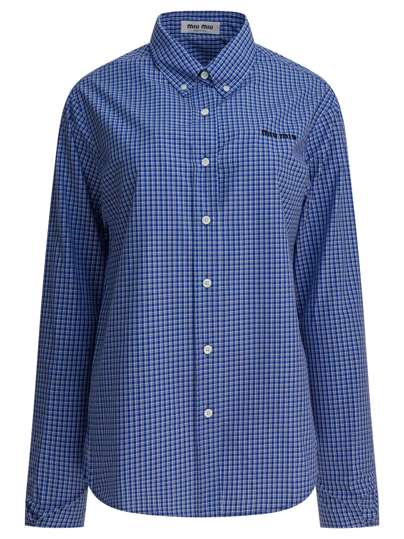 Miu Miu Miu Miu Cotton Shirt Light Blue Women - World Class Fashion
