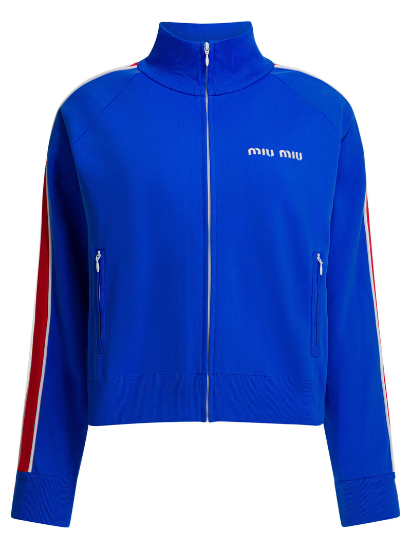 Miu Miu Miu Miu Zipper Sweatshirt Blue Women - World Class Fashion