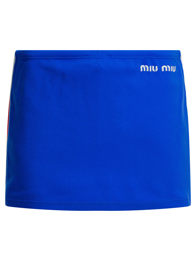 Miu Miu Minifalda de tejido técnico azul Miu Miu - World Class Fashion