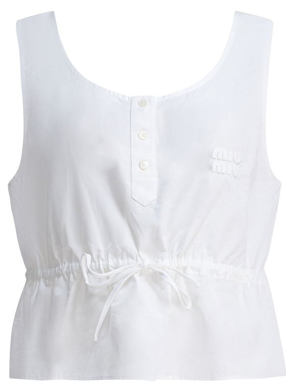 Miu Miu Cotton And Linen Tank Top