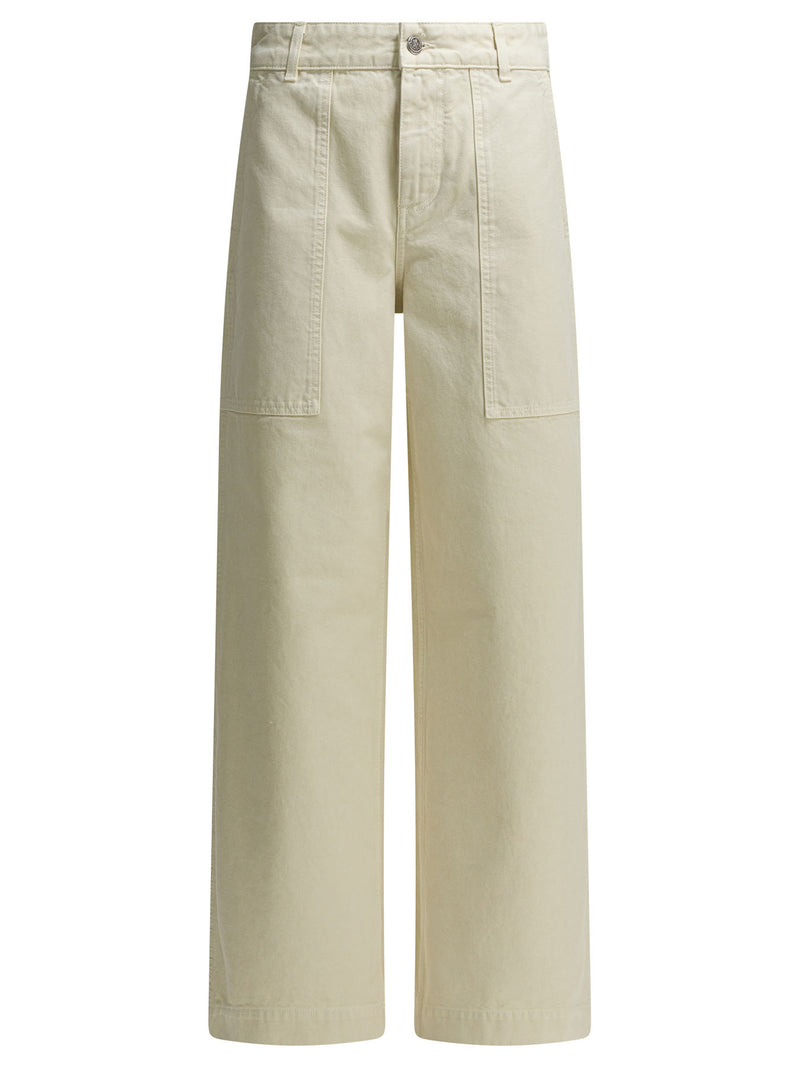 Moncler Moncler Cotton Wide Pants Beige Women - World Class Fashion