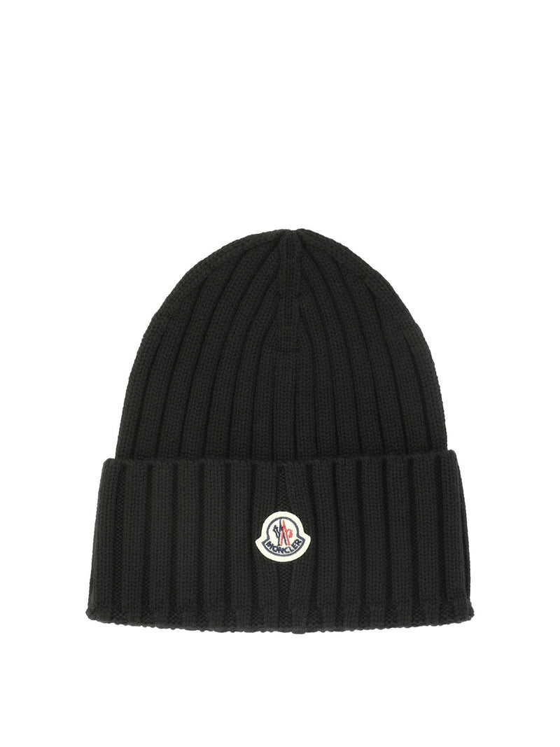 Moncler Moncler Wool Cap With Logo Black Women - World Class Fashion