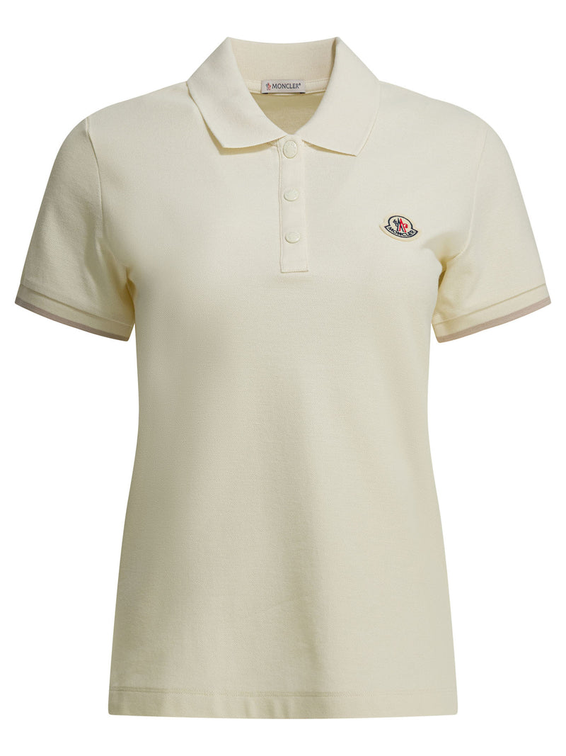 Moncler Moncler Polo Shirt with Logo Patch White Women - World Class Fashion