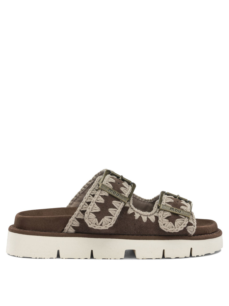 Mou Mou Leather Sandals Brown Women - World Class Fashion