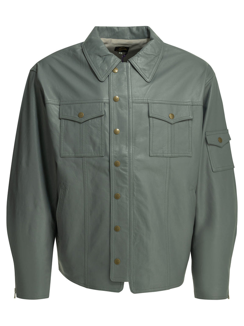 Needles Needles Southern Leather Jacket Green Men - World Class Fashion