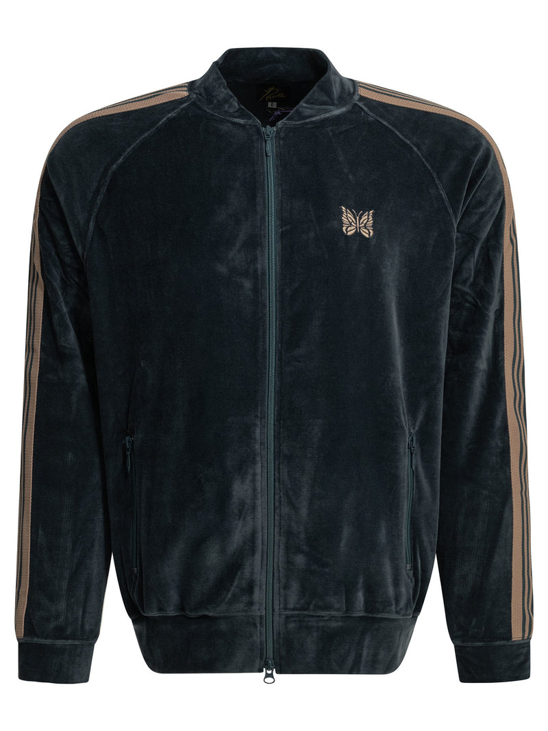 Needles Sudadera con cremallera Needles Track de hombre azul acero - World Class Fashion