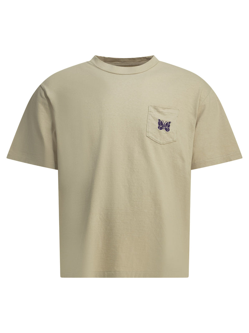 Needles Camiseta de cuello redondo Needle Pocket Beige - World Class Fashion