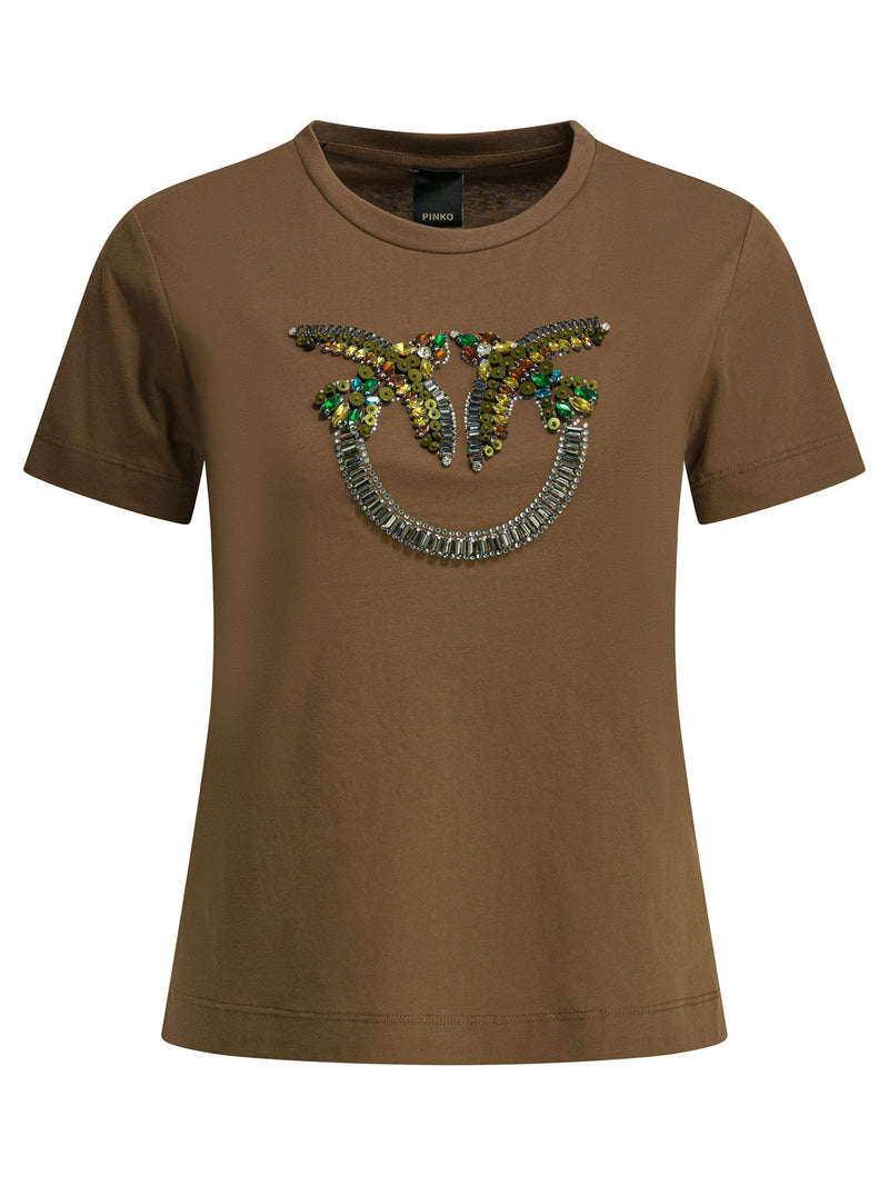 Pinko Pinko Cotton T-Shirt Brown Women - World Class Fashion