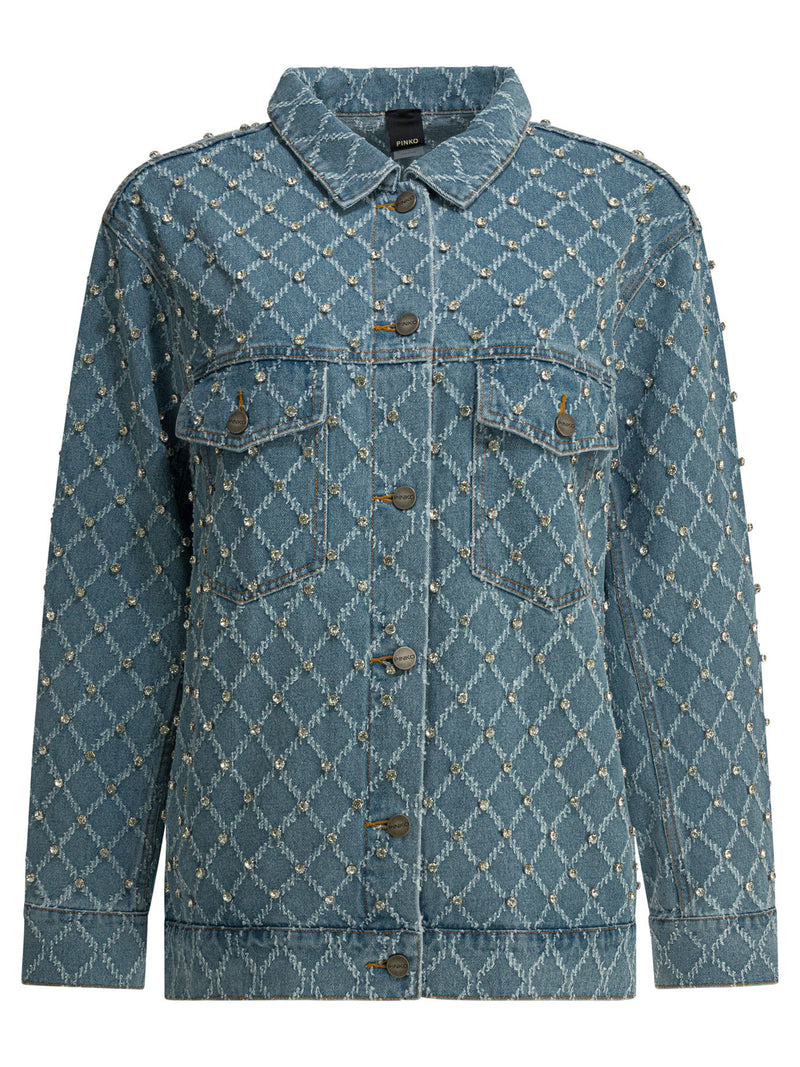 Pinko Pinko Women Light Blue Cotton Jacket - World Class Fashion