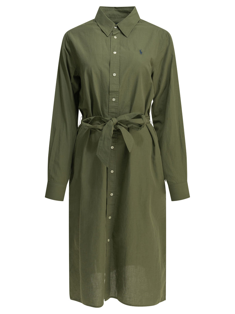 Polo Ralph Lauren Polo Ralph Lauren Chemisier Midi Dress With Logo - World Class Fashion