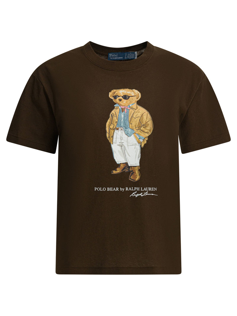 Polo Ralph Lauren Polo Ralph Lauren Polo Bear Crewneck T-shirt Brown Women - World Class Fashion