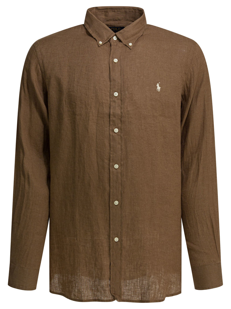 Polo Ralph Lauren Polo Ralph Lauren Linen Casual Shirt Brown Men - World Class Fashion