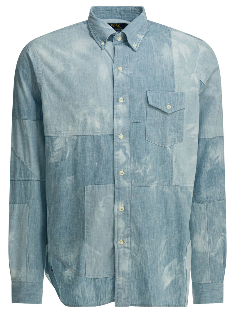 Polo Ralph Lauren Polo Ralph Lauren Pieced Chambray Shirt Light Blue - World Class Fashion