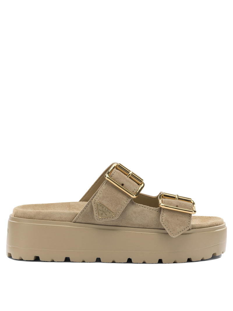 Prada Prada Calf Leather Sandals Beige Women - World Class Fashion
