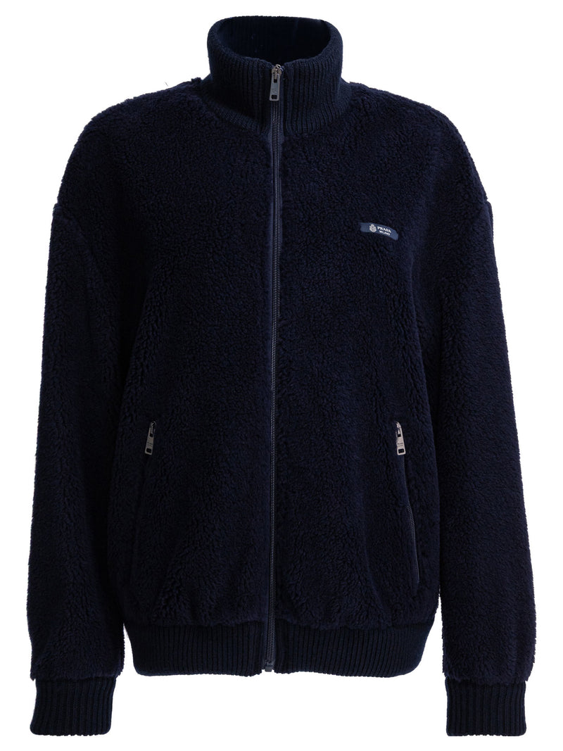 Prada Chaqueta polar de mezcla de lana Prada azul para mujer - World Class Fashion