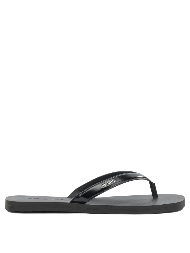 Prada Prada Low Leather Sandals Black Men - World Class Fashion