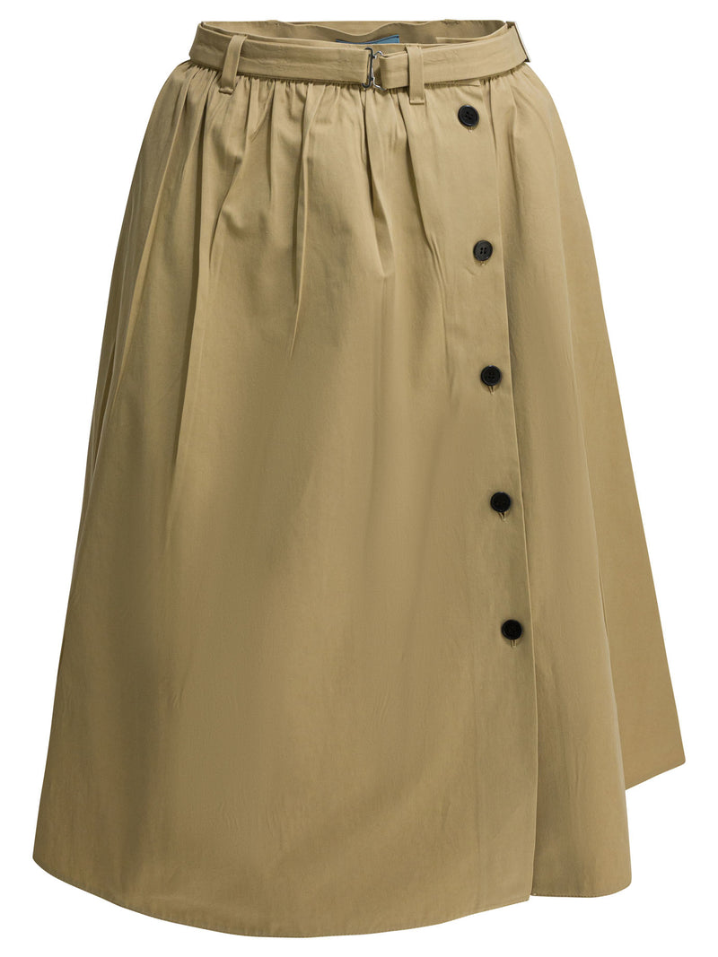 Prada Falda de algodón Prada color beige para mujer - World Class Fashion