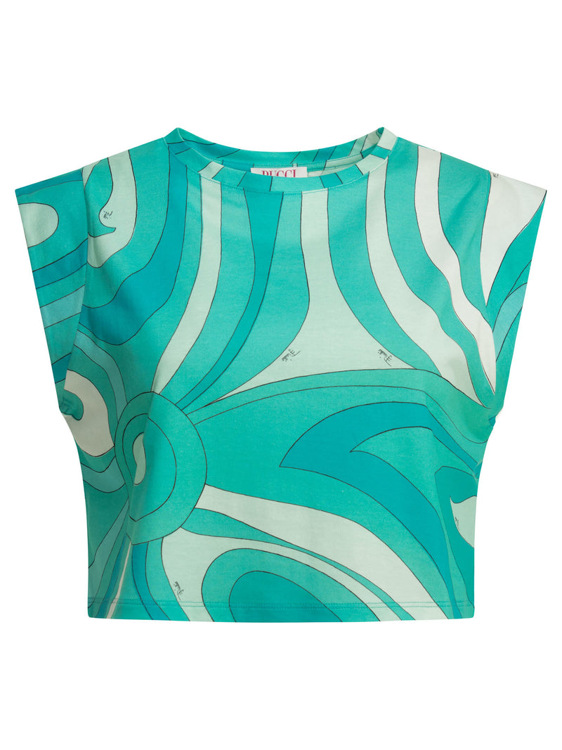 Pucci Pucci Marmo Cropped Top Light Blue - World Class Fashion