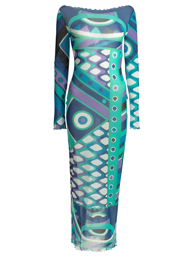 Pucci Pucci Vivara Vestido Largo Azul - World Class Fashion