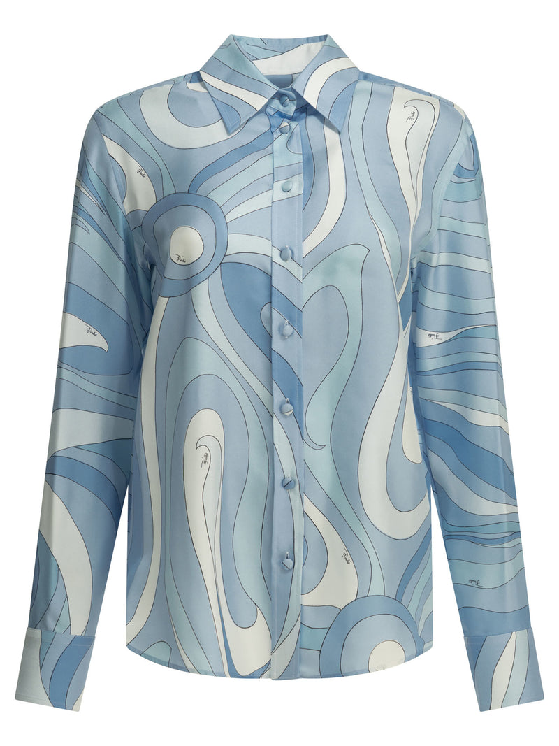 Pucci Pucci Light Blue Silk Women Shirt - World Class Fashion