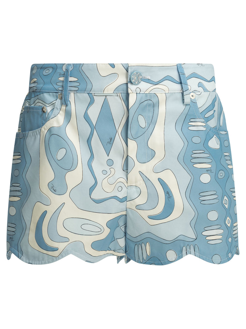Pucci Pucci Angoli Shorts de cinco bolsillos azul claro - World Class Fashion