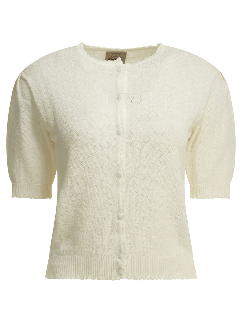 Rakkì Rakkì Chevron Cardigan White Women - World Class Fashion